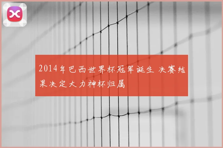 2014年巴西世界杯冠军诞生 决赛结果决定大力神杯归属